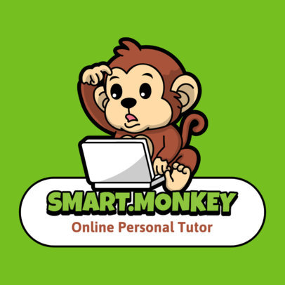 Logo Maker Featuring a Cartoonish Monkey for a Children's e-Learning Platform 3938b-el1
