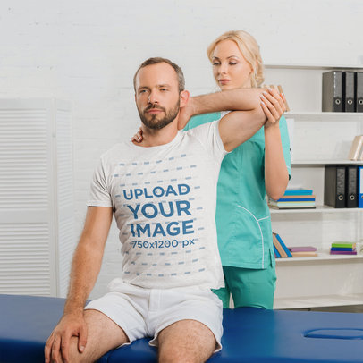 T-Shirt Mockup Featuring a Man Getting Checked by a Nurse 45932-r-el2