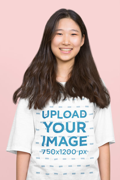 Unisex T-Shirt Mockup of a Happy Young Woman with Long Hair 46756-r-el2