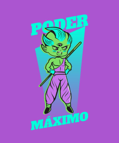 T-Shirt Design Maker with a Warrior Cartoon in the Style of Dragon Ball