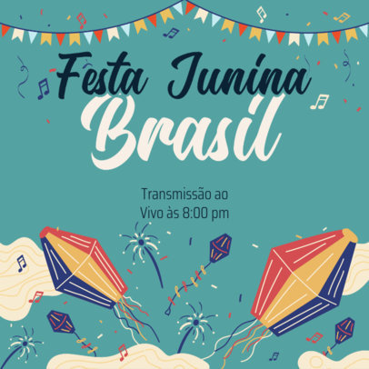 Instagram Post Maker Featuring Musical Instrument Graphics for a Festa Junina Event 3714e