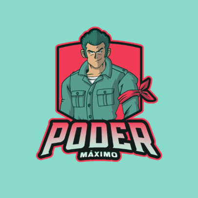 Gaming Logo Template Featuring a Character Inspired by The Red Ribbon Army 4378E