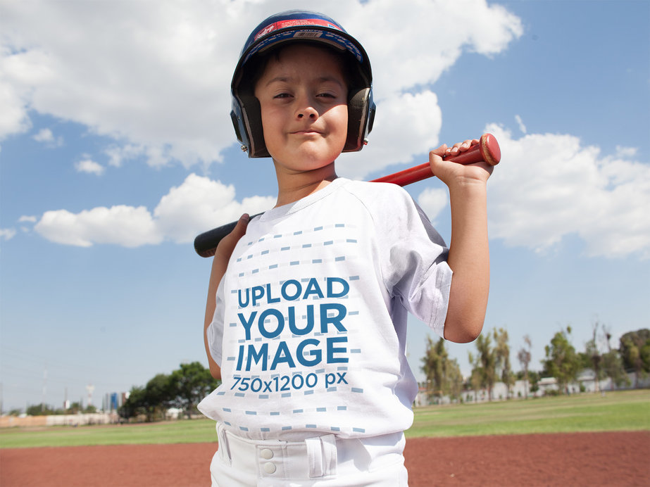 Placeit Custom Baseball Uniform Builder Happy Kid Posing with Youth