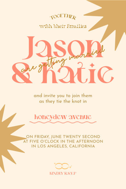 Invitation Maker for a Wedding Featuring Simple Graphics