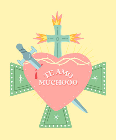 Placeit - T-Shirt Design Maker Featuring Sacred Heart Feast Day-Themed ...