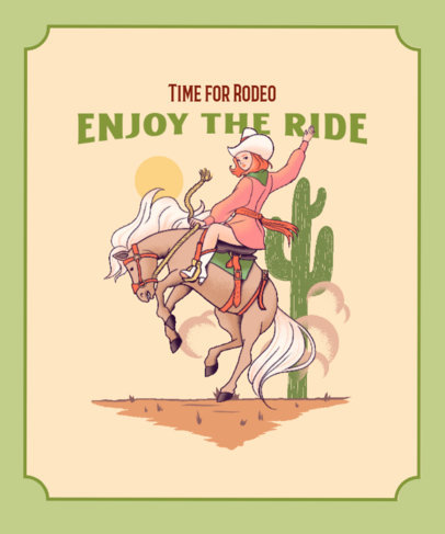 Western-Themed T-Shirt Design Creator Featuring an Illustrated Cowboy Riding a Horse 4716a