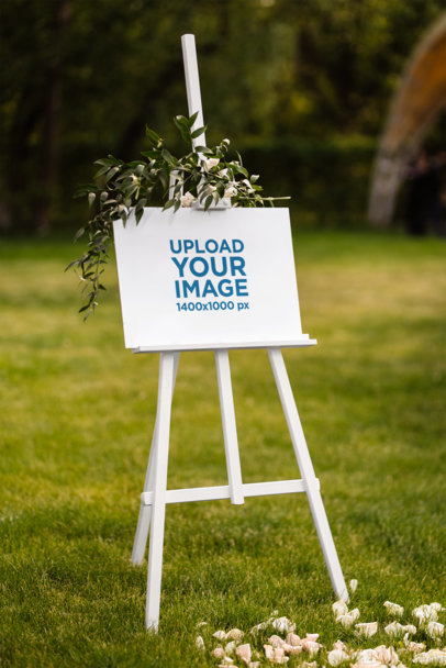 Wedding Sign Mockup Featuring White Flowers and Some Petals m28473 r-el2