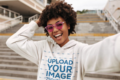 Hoodie Mockup Featuring a Cheerful Woman With Pink Sunglasses m12246 r-el2