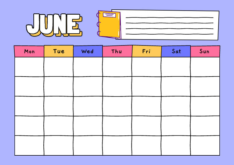 Placeit - Monthly Calendar Template for Teachers Featuring Colorful  Illustrations