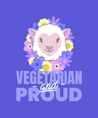 T-Shirt Design Template for a Vegetarian Design Featuring an Illustration of a Sheep 2226i-4782d