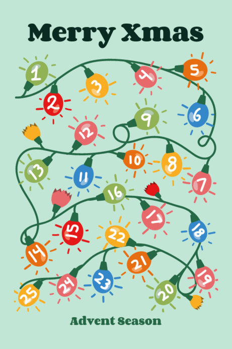Placeit Advent Calendar Maker Featuring Christmas Light Graphics