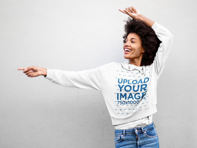 Hoodie Mockup Featuring a Happy Woman with Afro Hair m29499 r-el2