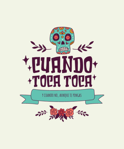 Colorful T-Shirt Design Template Featuring a Day of the Dead Theme 5585c-el1
