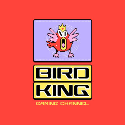 Gaming Channel Logo Creator Featuring a Cartoonish 8-bit Bird 5483g