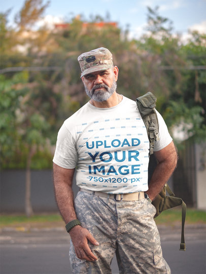 Download Placeit T Shirt Mockup Of A Soldier In Uniform