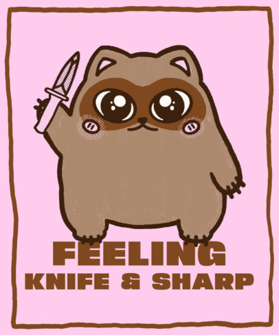 T-Shirt Design Creator Featuring a Cute Kawaii Cartoon with a Blade 5423d