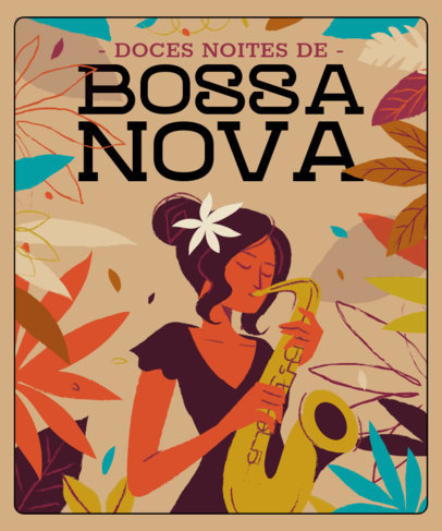 Bossa-Nova T-Shirt Design Maker Featuring an Illustrated Musician and Colorful Graphics 5501
