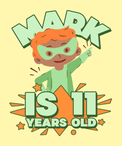 T-Shirt Design Creator for a Kid's Birthday Party with an Illustrated Superhero Boy 5643f