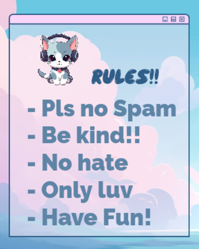 Placeit Girly Twitch Info Panel Template Featuring Rules and a Cute Cat