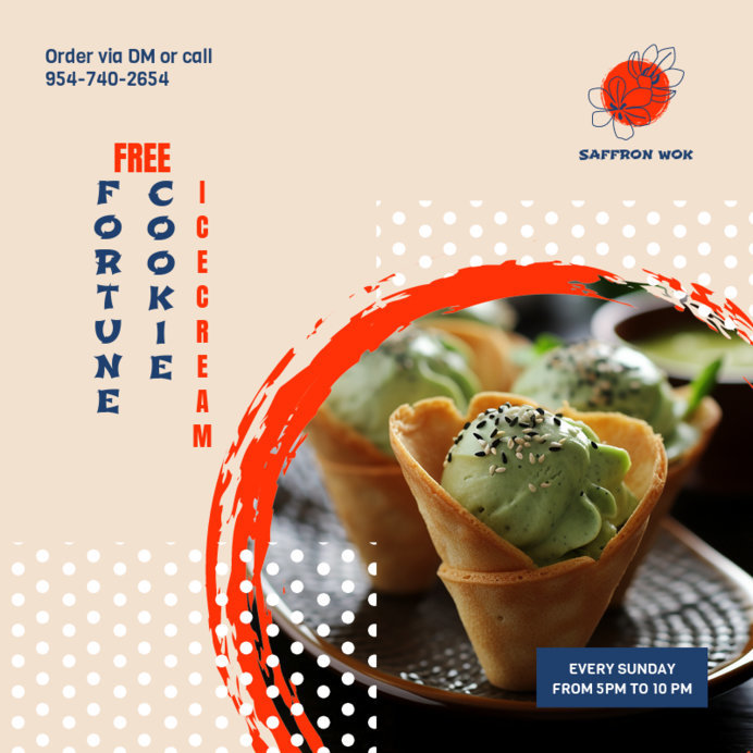 Placeit Instagram Post Maker to Promote a Free Fortune Cookie Ice Cream