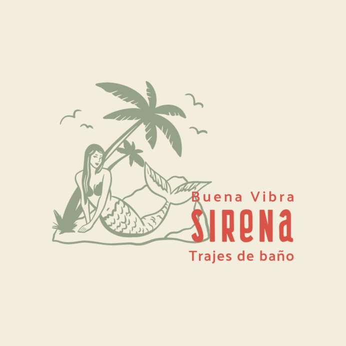 Placeit Swimsuits Brand Logo Creator Featuring an Illustrated Mermaid