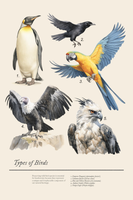 Placeit - Wildlife-Themed Art Print Design Template Featuring Bird ...