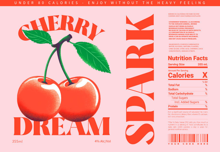 Placeit Hard Seltzer Label Design Template with Illustrated Cherries