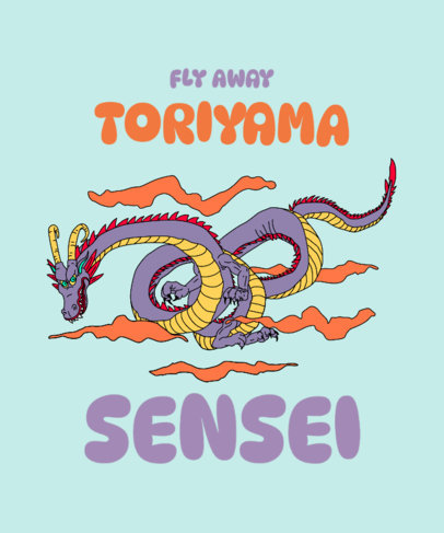 T-Shirt Design Generator with an Illustrated Dragon in Loving Memory of Akira Toriyama 4285-6482