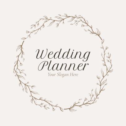 Wedding Planner Logo Maker with Leaf Icons - 1379