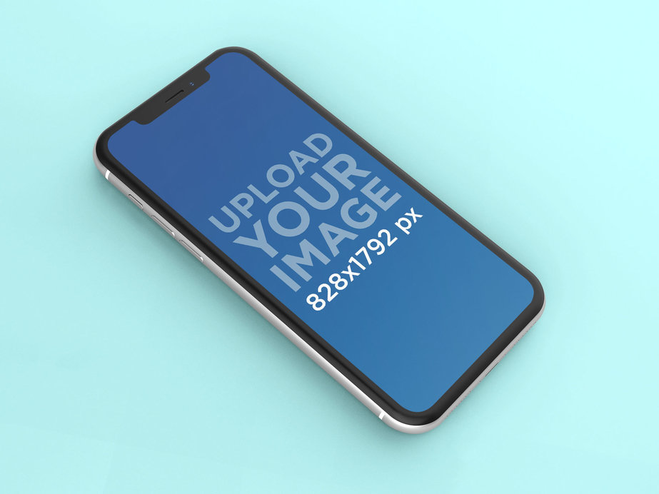 Placeit Angled White iPhone 11 Mockup Lying on a Solid Surface