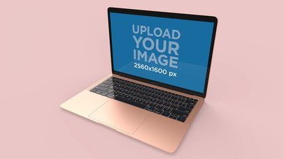 Mockup of a Gold MacBook Air Standing on a Solid Color Surface 23679