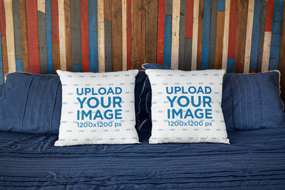 Mockup of Two Pillows on a Bed 23567
