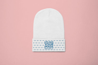 Flat Lay Beanie Mockup on a Solid Background 24637