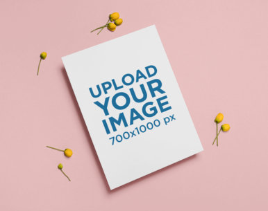 A4 Flyer Mockup with Little Flowers Around It 