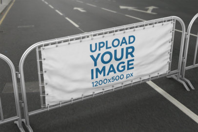 Horizontal Banner Mockup Featuring a Barrier Banner on a Street 893-el