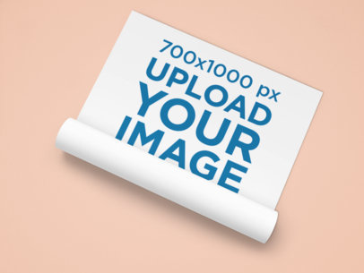 Mockup of a Poster Halfway Unrolled on a Plain Surface 1653-el