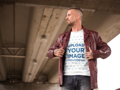 Alternative White Man Wearing a T-Shirt Mockup