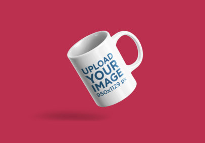 Mockup of a Coffee Mug Suspended in a Minimalistic Magenta-Themed Setting 2375 el1