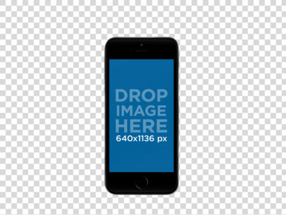 Mockup of a Black iPhone SE in Portrait Position Over a Transparent Background