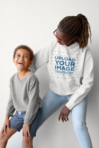 Hoodie Mockup of a Mother with Her Boy 32649