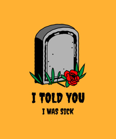 Funny T-Shirt Design Template Featuring a Gravestone Graphic