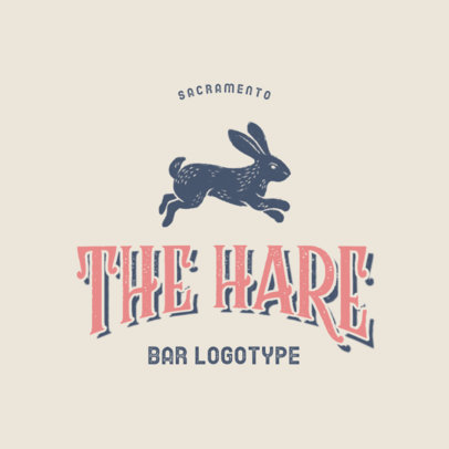 Hipster Logo Generator for a Bar Featuring a Hare Clipart 3064a