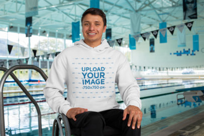 Hoodie Mockup Featuring a Man at a Public Pool 32493