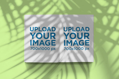 Placeit - Open A4 Magazine Mockup with a Solid Color Background