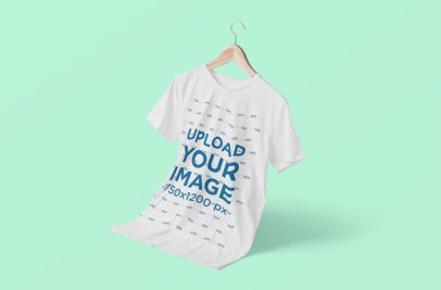 Mockup of a Hanging T-Shirt Barely Lifted From The Ground