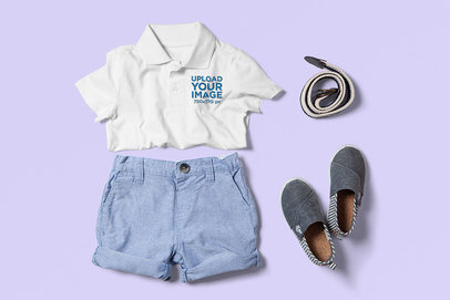 Polo Shirt Mockup Featuring a Boy's Outfit