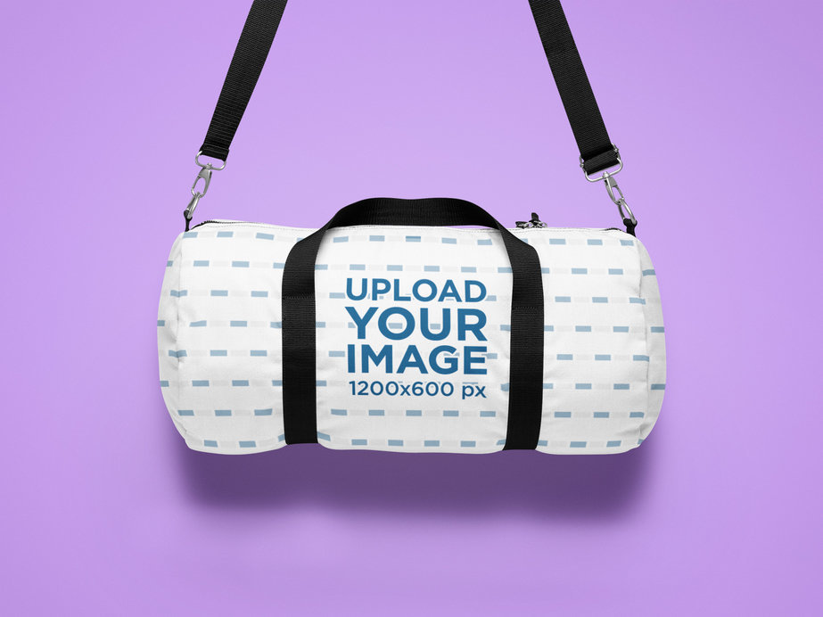 Placeit Sublimated Duffle Bag Mockup Featuring a Minimalist Setting