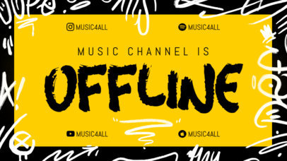 Twitch Offline Banner Maker with Graffiti Sketches for a Music Channel 2703a