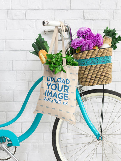 Mockup Featuring a Grocery Bag Hanging From a Bike's Handlebar 41698-r-el2
