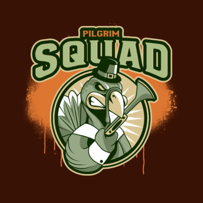 Illustrated Logo Maker for a Gaming Squad with a Horror-Style Turkey Character 3711h